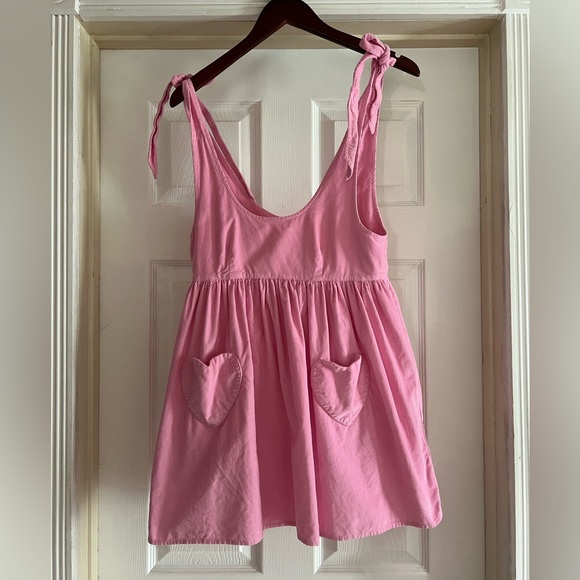 Sugar Thrillz Dresses & Skirts - Sugar Thrillz All My Love Corduroy Pinafore Pink Heart Pocket Dress